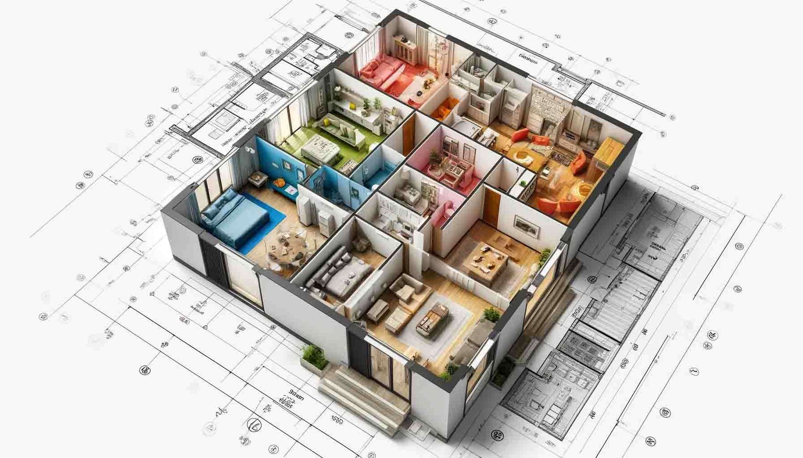 نقشه دیجیتال یک فضای داخلی با تحلیل مسیرهای عبور و نورپردازی