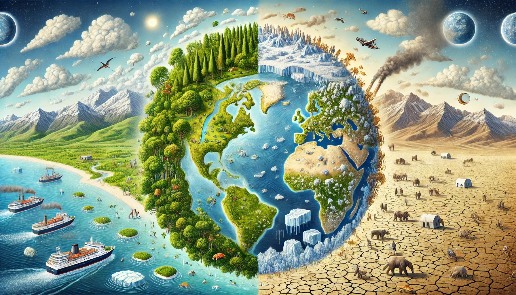 تصویر گرافیکی اثرات تغییرات اقلیمی بر زندگی انسان و محیط زیست