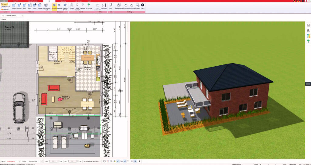 نرم‌افزار ARCHICAD 26 با قابلیت مشاهده سطوح مختلف و انواع سقف‌ها در طراحی مسکونی